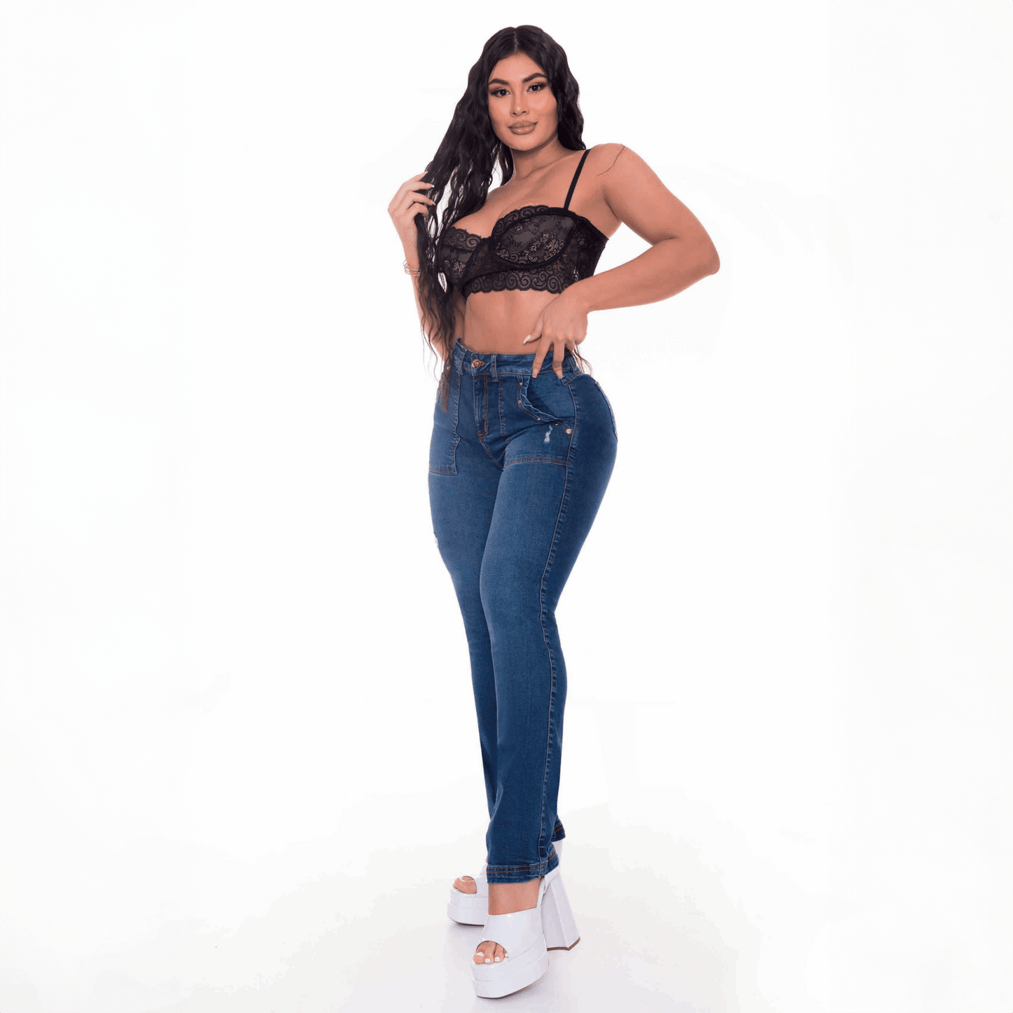 Curvy Skinny Jeans for Women | Sizes 10-22 | Peach Queen Classic Blue