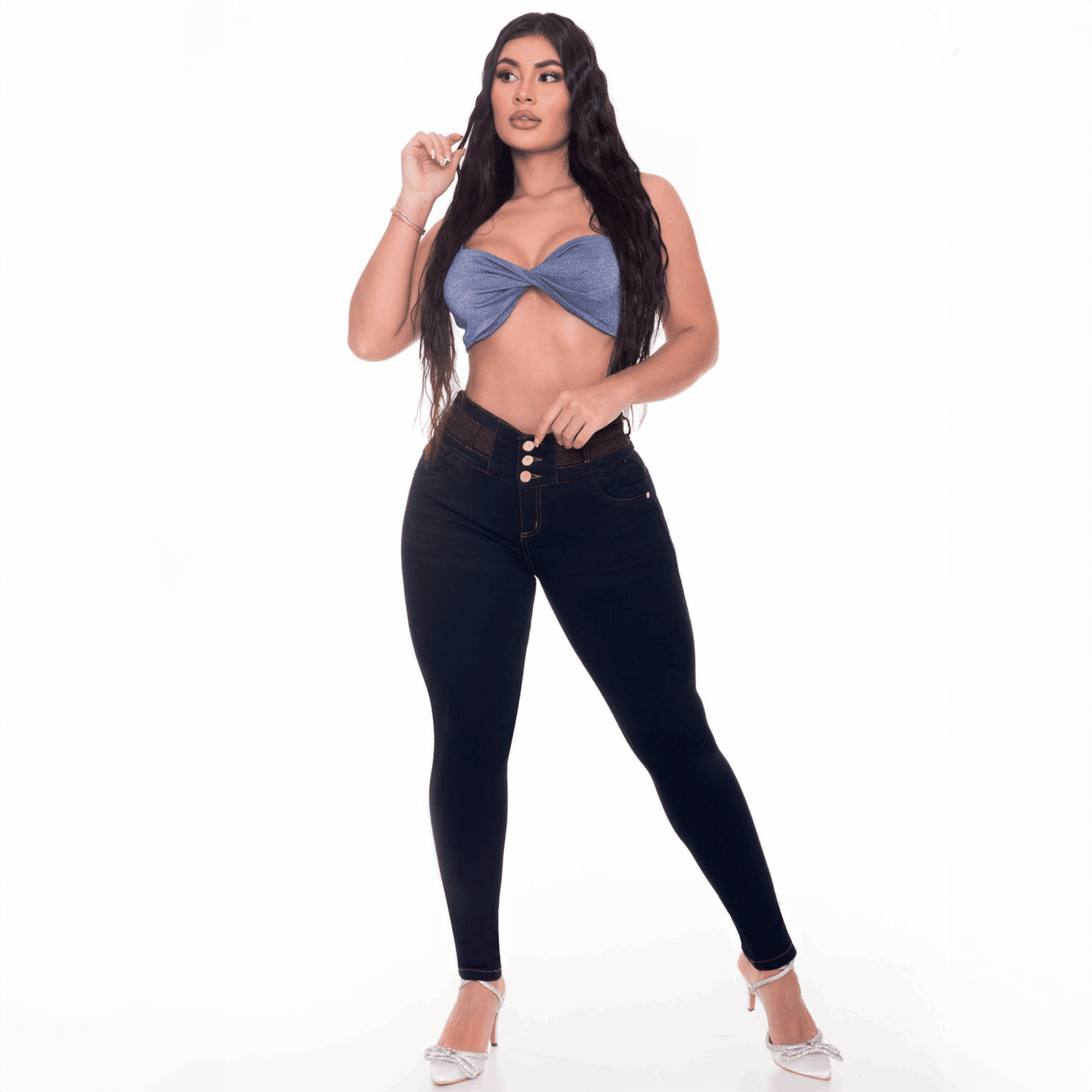 High Waisted Booty Lift Skinny Jeans for Women - Navy Blue - Sizes 10-22