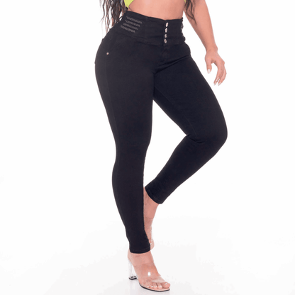 High Waisted Booty Lift Skinny Jeans for Women | Sizes 10-22 | Peach Queen Black