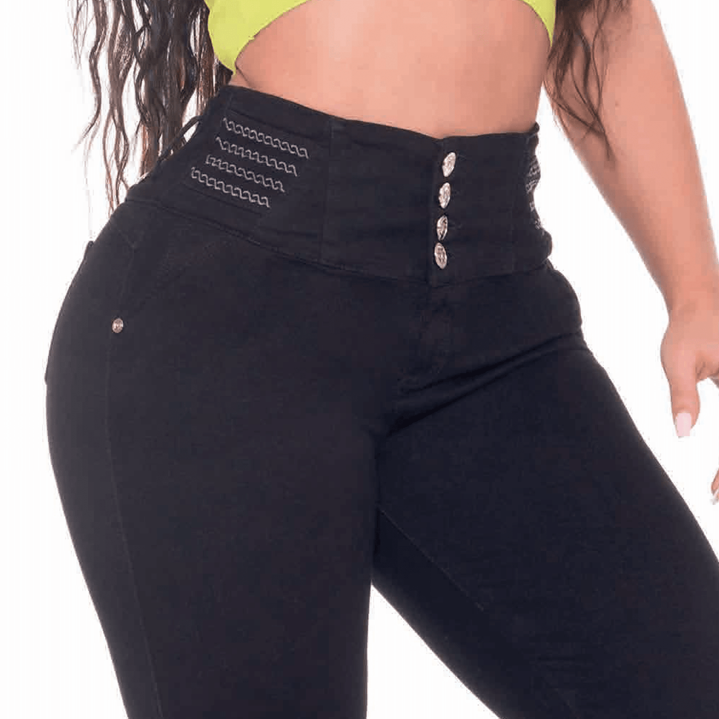 High Waisted Booty Lift Skinny Jeans for Women | Sizes 10-22 | Peach Queen Black