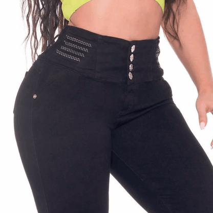 High Waisted Booty Lift Skinny Jeans for Women | Sizes 10-22 | Peach Queen Black