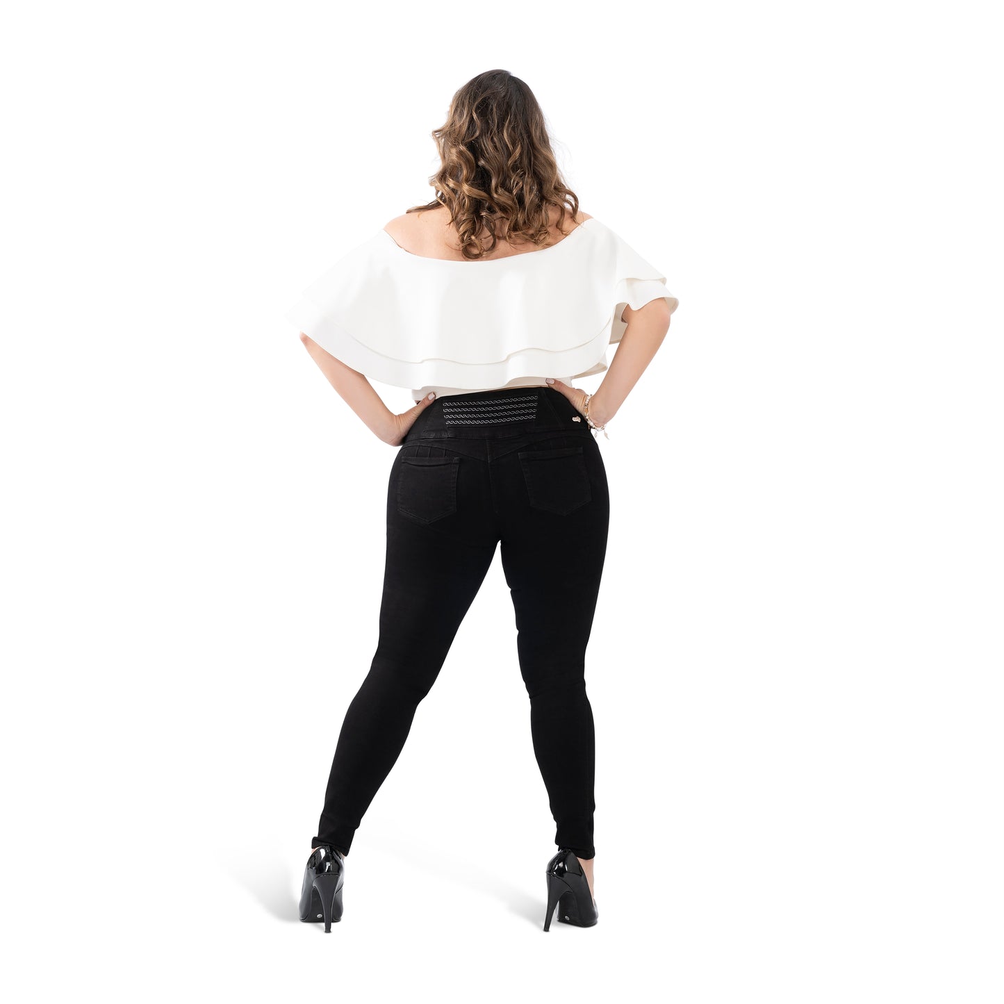High Waisted Booty Lift Skinny Jeans for Women | Sizes 10-22 | Peach Queen Black