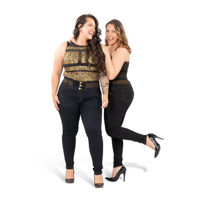 High Waisted Booty Lift Skinny Jeans for Women - Navy Blue - Sizes 10-22