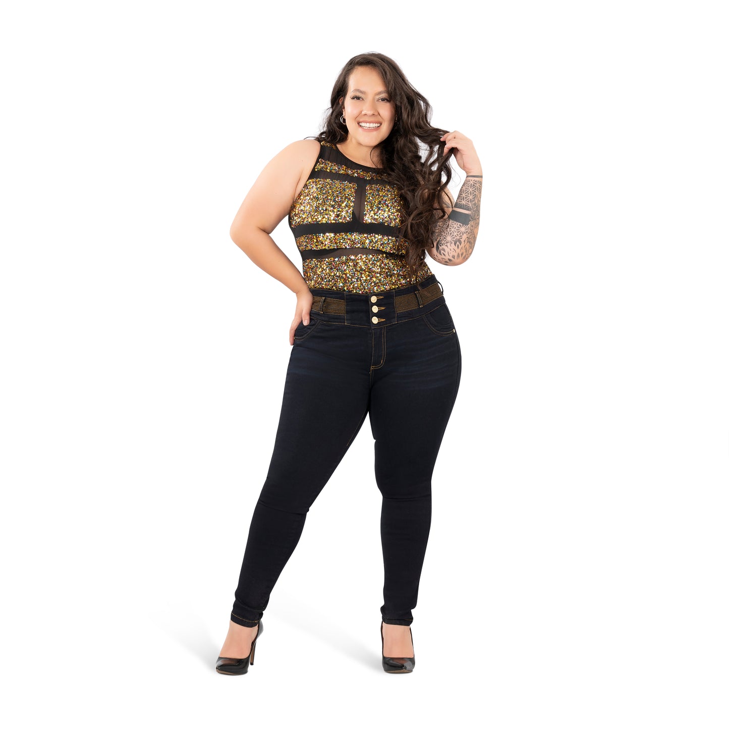 High Waisted Booty Lift Skinny Jeans for Women - Navy Blue - Sizes 10-22