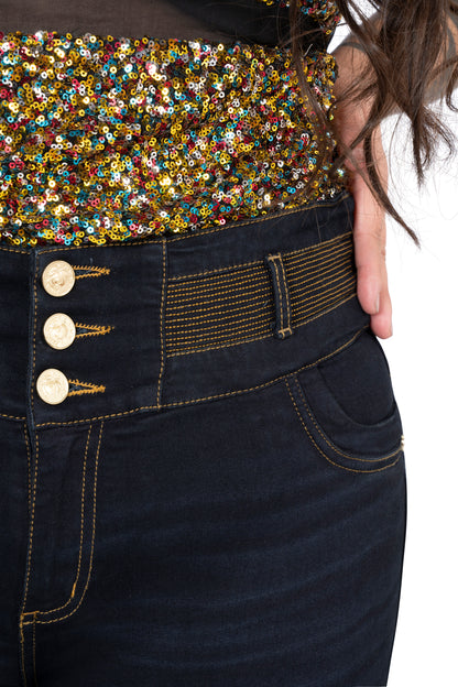 High Waisted Booty Lift Skinny Jeans for Women - Navy Blue - Sizes 10-22