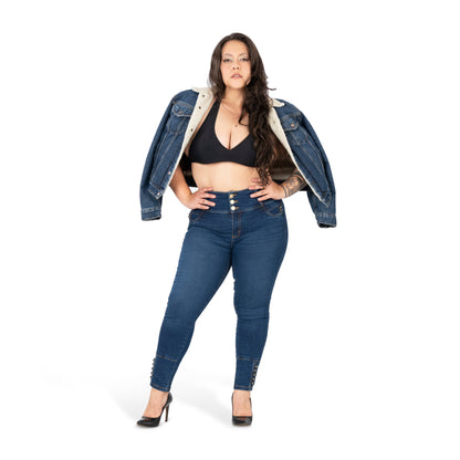 High Waisted Booty Lift Skinny Jeans for Women | Sizes 10-22 | Classic Blue