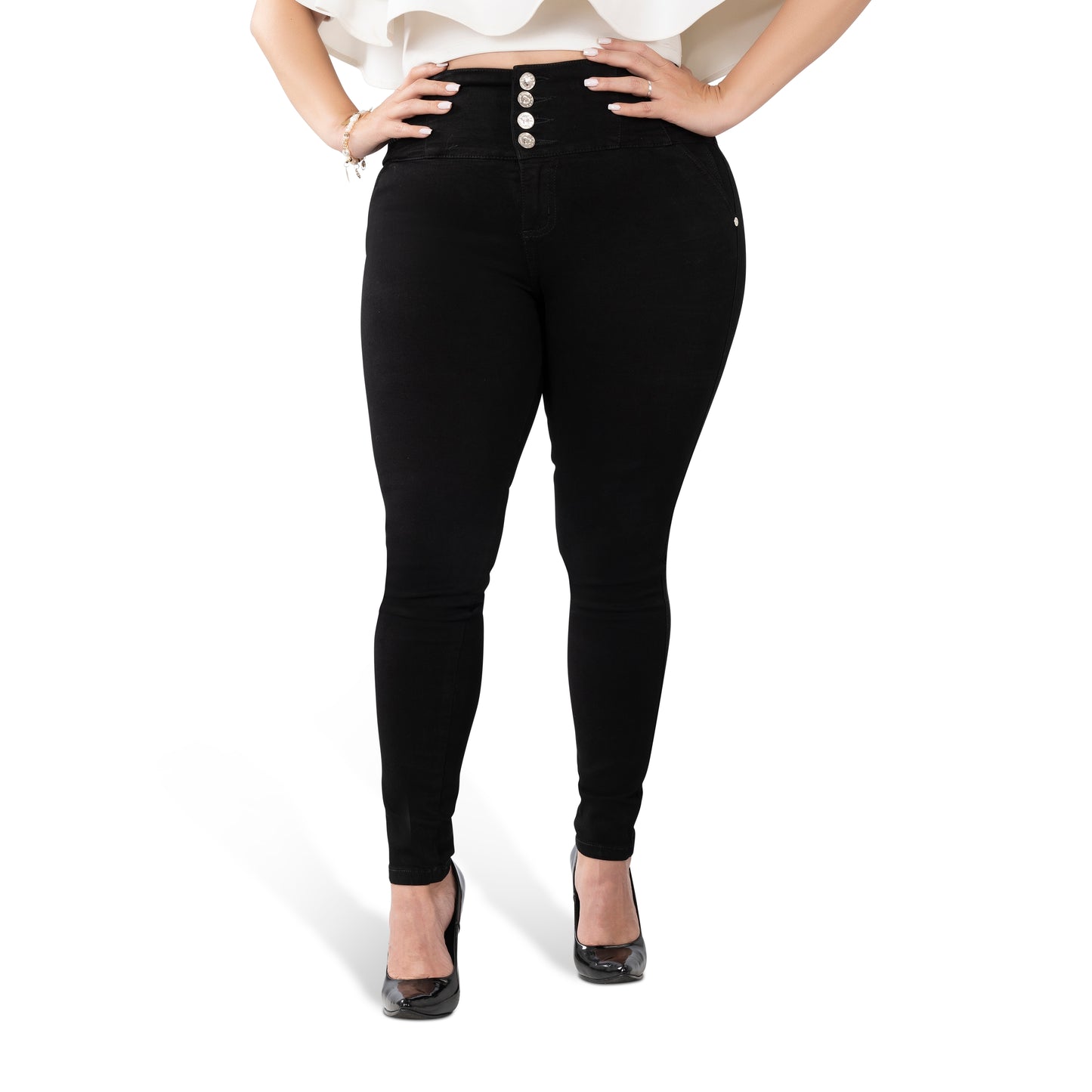 High Waisted Booty Lift Skinny Jeans for Women | Sizes 10-22 | Peach Queen Black