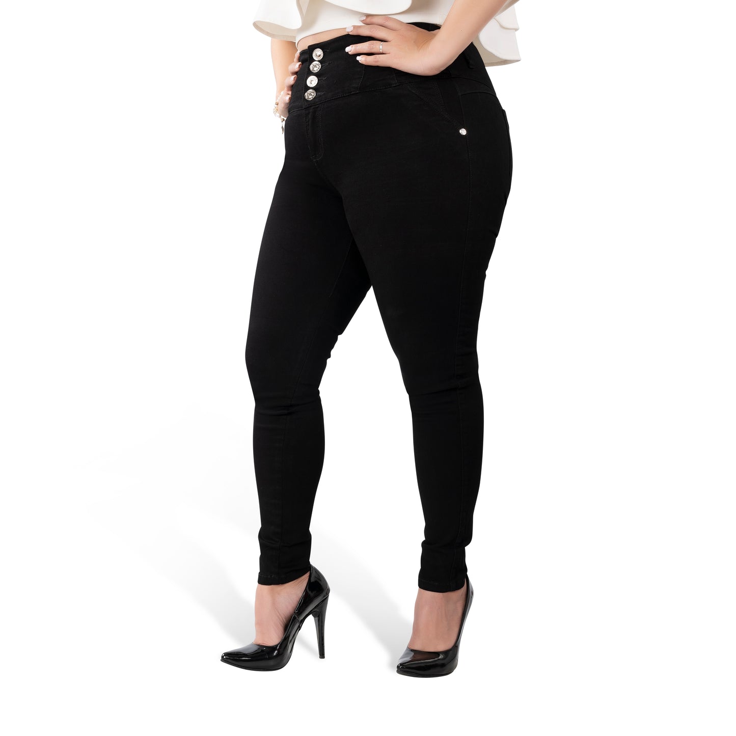 High Waisted Booty Lift Skinny Jeans for Women | Sizes 10-22 | Peach Queen Black