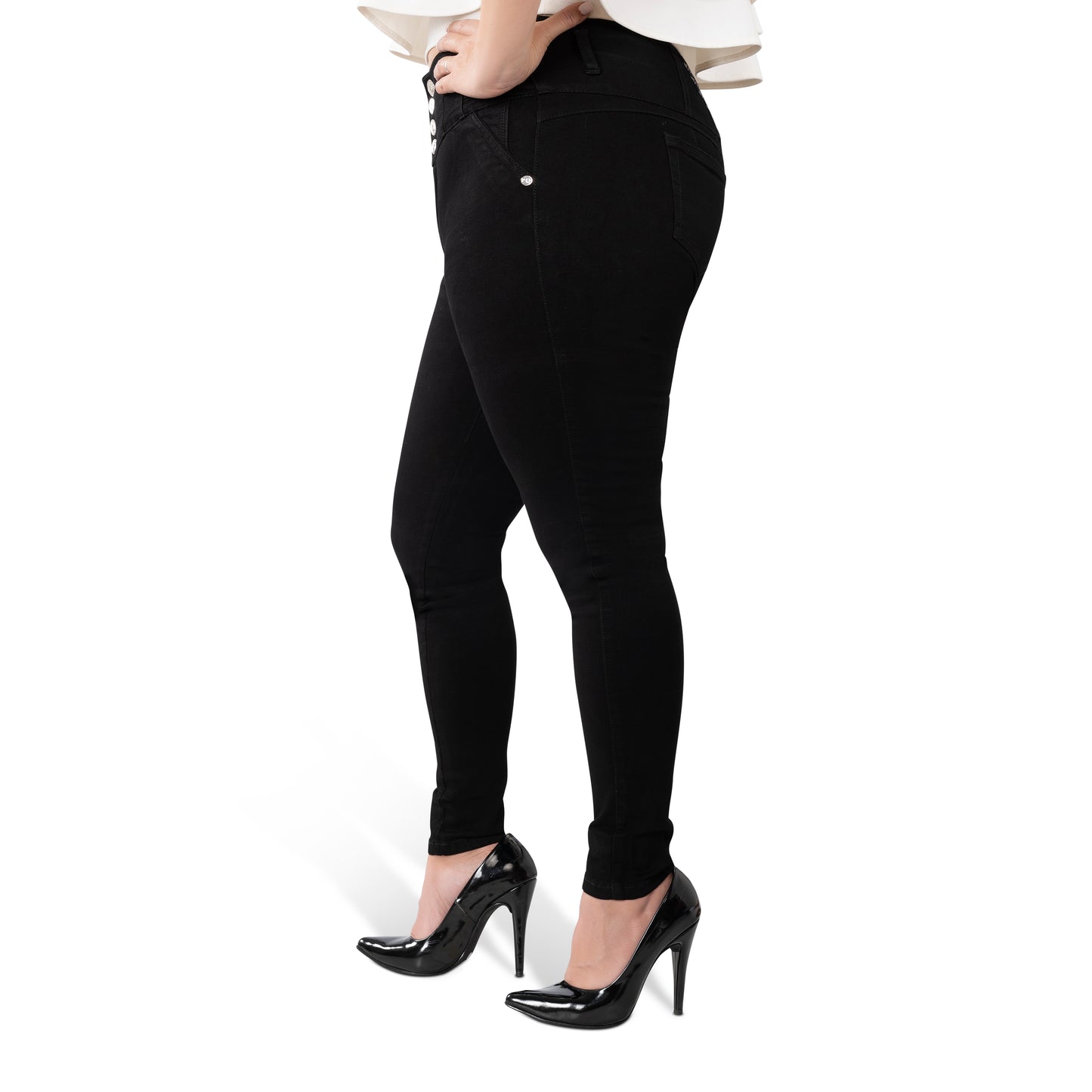 High Waisted Booty Lift Skinny Jeans for Women | Sizes 10-22 | Peach Queen Black