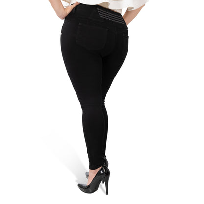 High Waisted Booty Lift Skinny Jeans for Women | Sizes 10-22 | Peach Queen Black
