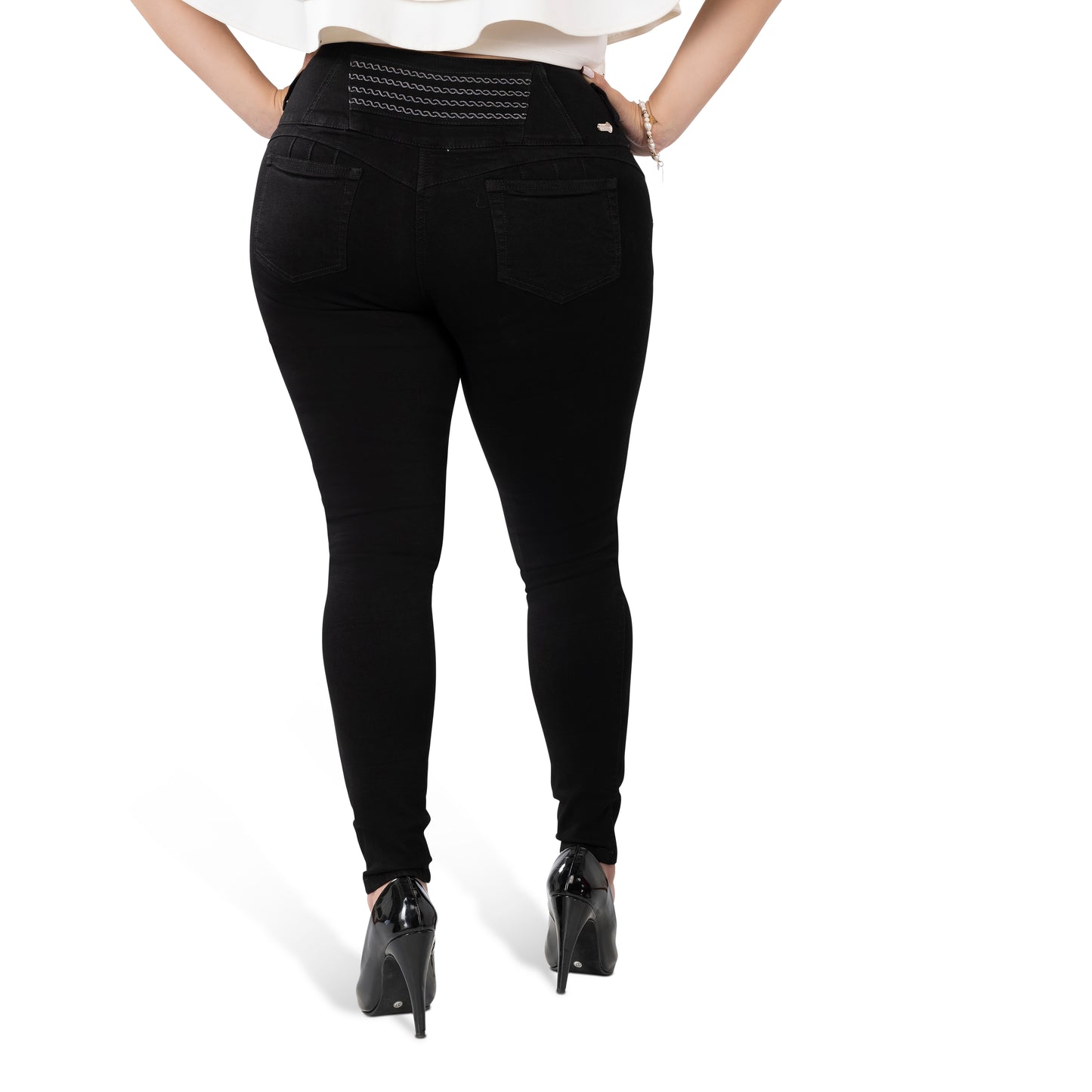 High Waisted Booty Lift Skinny Jeans for Women | Sizes 10-22 | Peach Queen Black