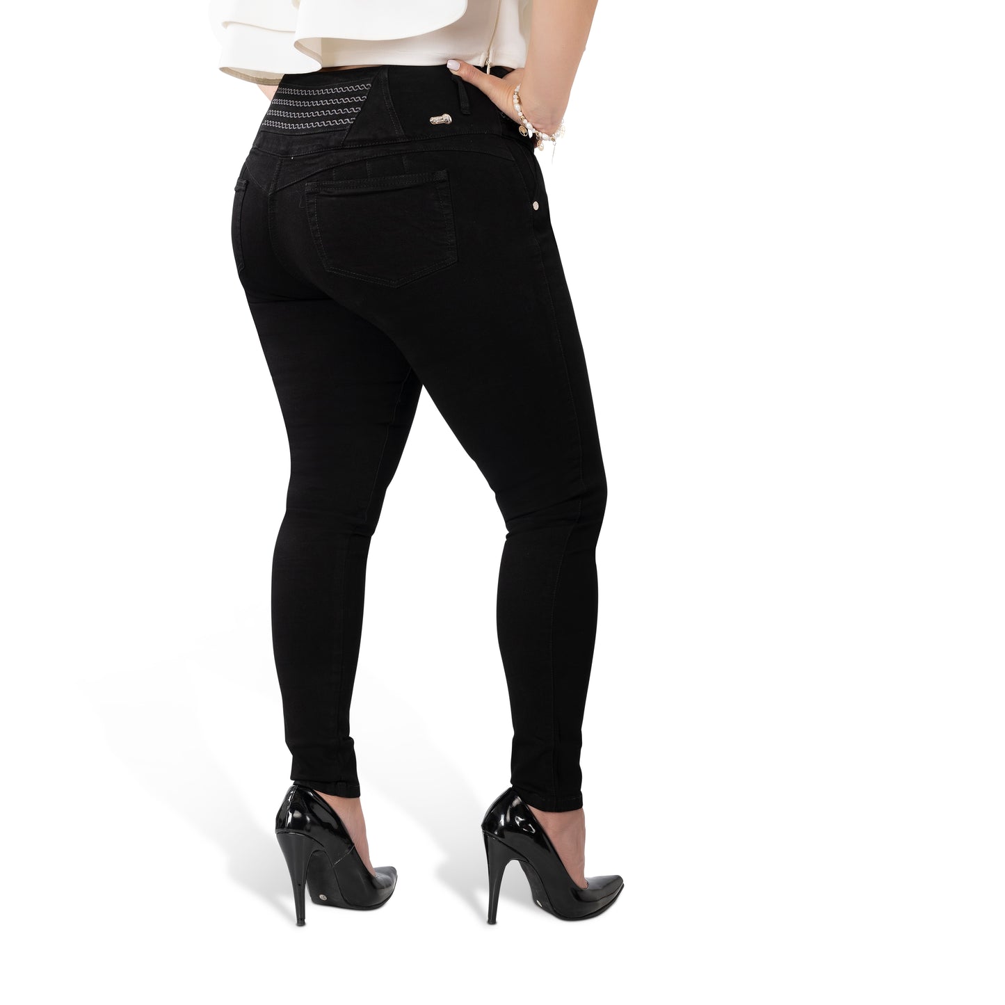 High Waisted Booty Lift Skinny Jeans for Women | Sizes 10-22 | Peach Queen Black
