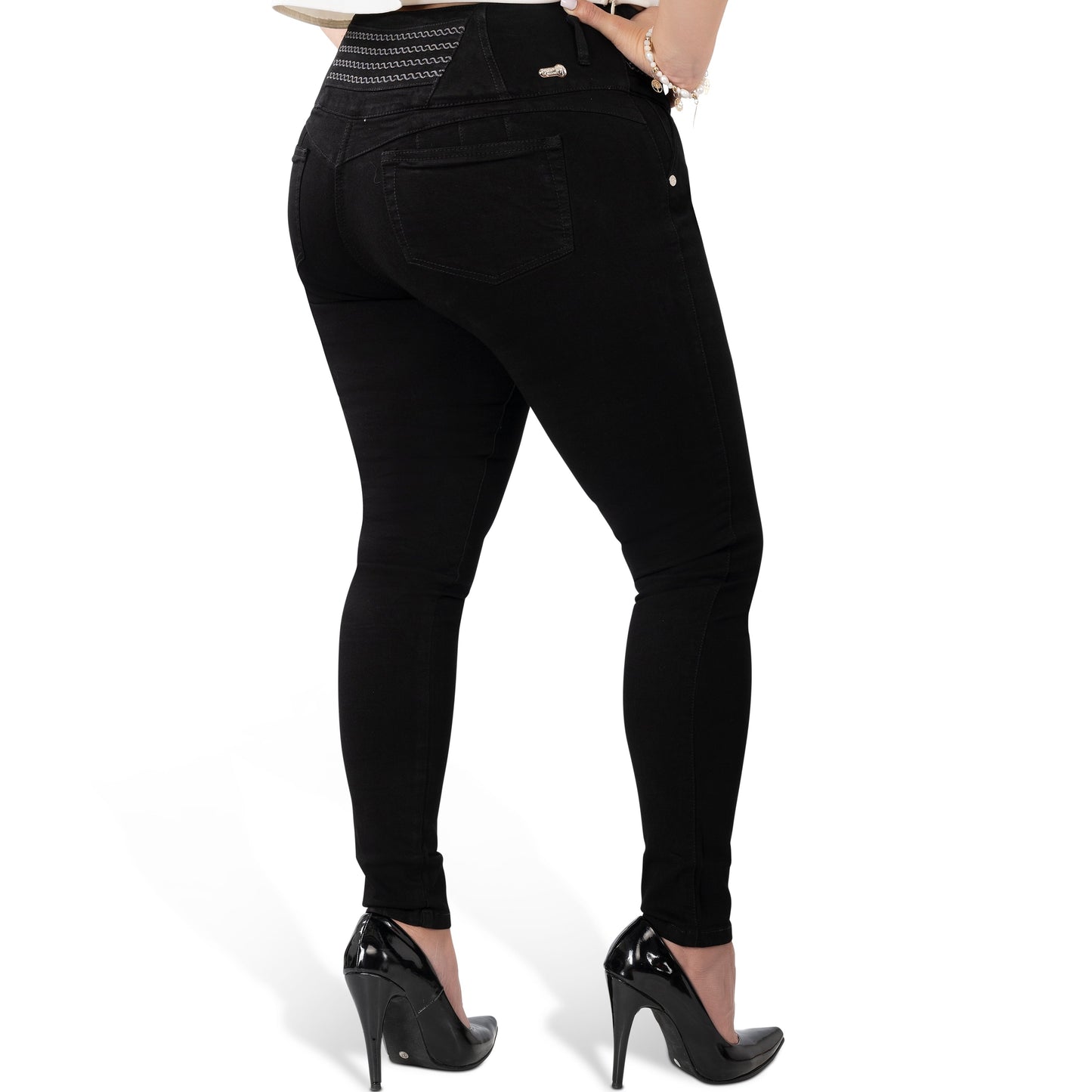 High Waisted Booty Lift Skinny Jeans for Women | Sizes 10-22 | Peach Queen Black