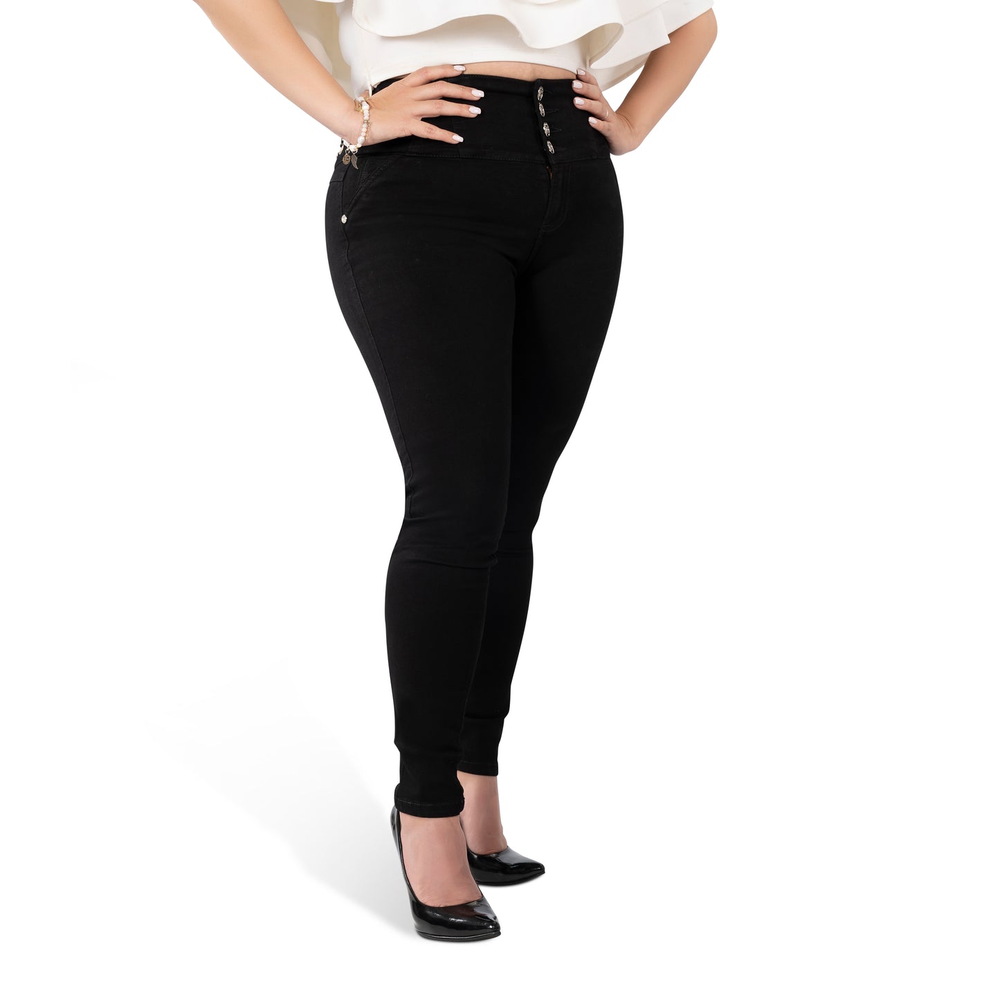 High Waisted Booty Lift Skinny Jeans for Women | Sizes 10-22 | Peach Queen Black