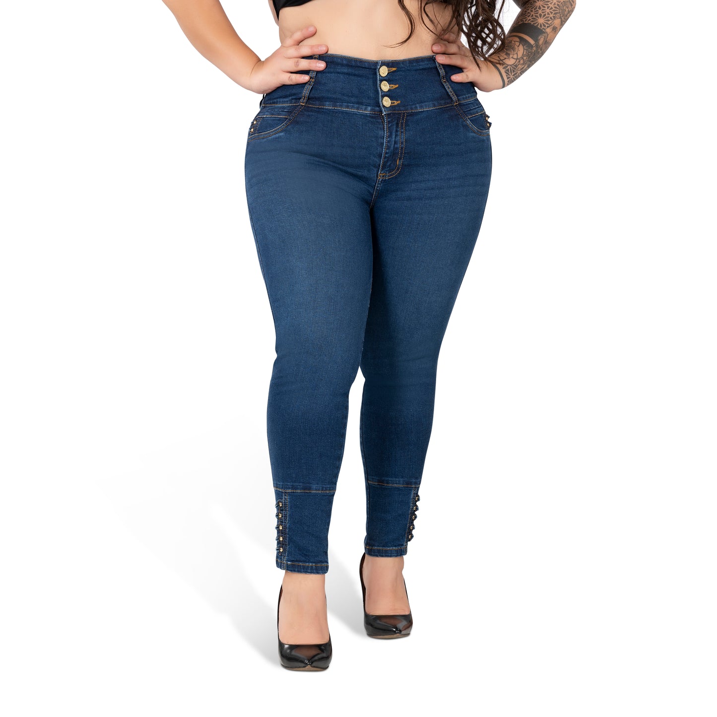 High Waisted Booty Lift Skinny Jeans for Women | Sizes 10-22 | Classic Blue