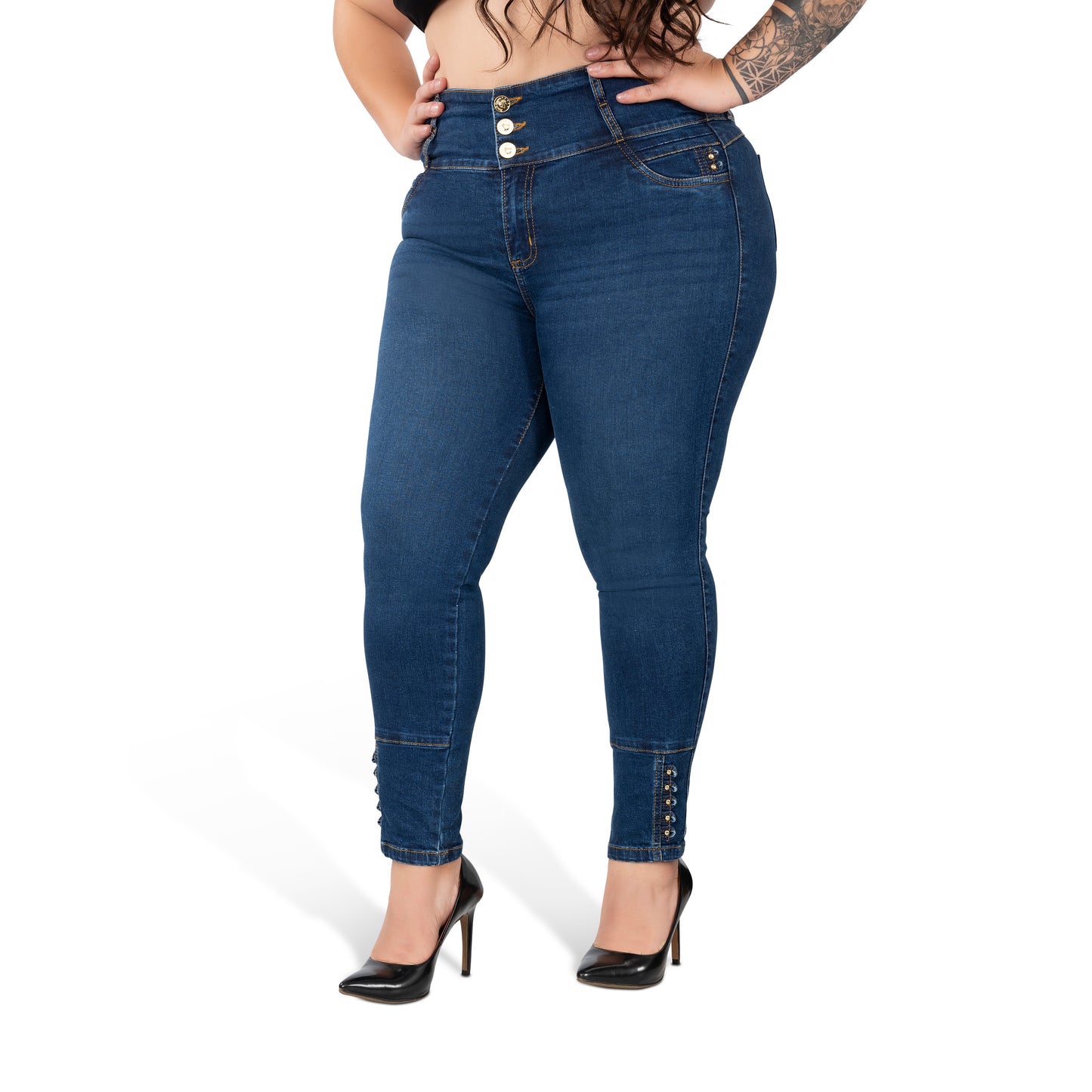 High Waisted Booty Lift Skinny Jeans for Women | Sizes 10-22 | Classic Blue