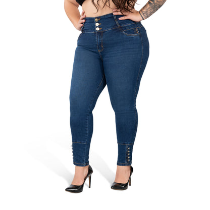 High Waisted Booty Lift Skinny Jeans for Women | Sizes 10-22 | Classic Blue