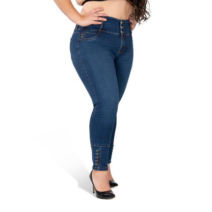 High Waisted Booty Lift Skinny Jeans for Women | Sizes 10-22 | Classic Blue