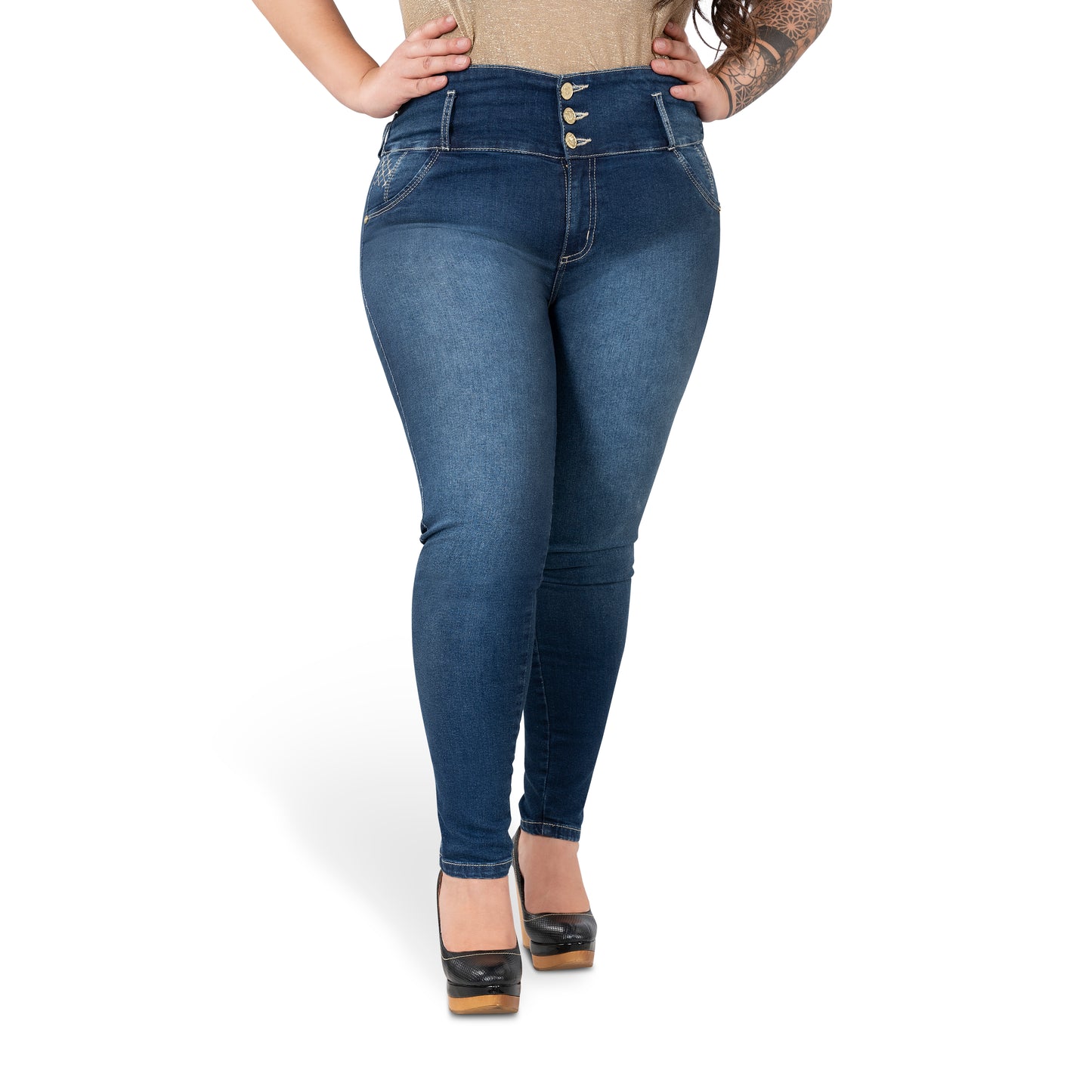 Booty Lift Skinny Jeans for Women | Sizes 10-22 | Classic Blue | Tummy Control