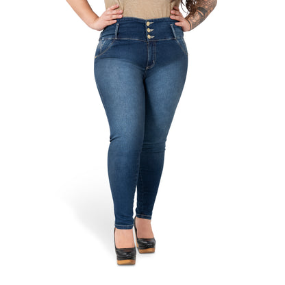Booty Lift Skinny Jeans for Women | Sizes 10-22 | Classic Blue | Tummy Control