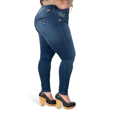 Booty Lift Skinny Jeans for Women | Sizes 10-22 | Classic Blue | Tummy Control