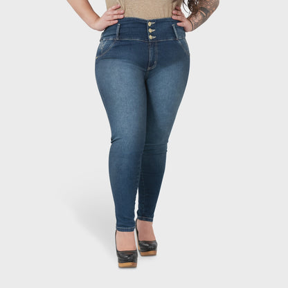 Booty Lift Skinny Jeans for Women | Sizes 10-22 | Classic Blue | Tummy Control