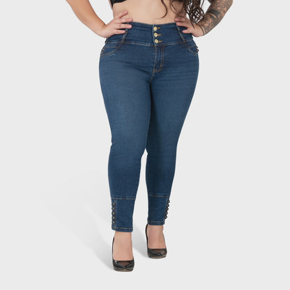 High Waisted Booty Lift Skinny Jeans for Women | Sizes 10-22 | Classic Blue