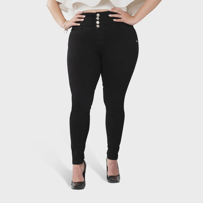 High Waisted Booty Lift Skinny Jeans for Women | Sizes 10-22 | Peach Queen Black